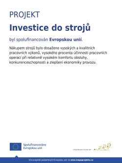PROJEKT - INVESTICE DO STROJU